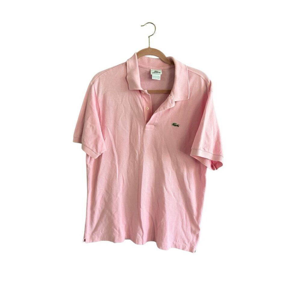Lacoste Mens Light Pink Pique Short Sleeve Collared Casual Polo Shirt Size 6